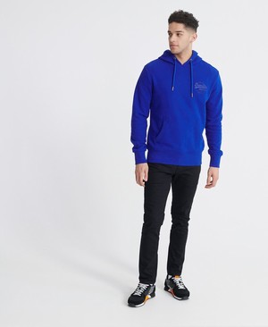 Superdry Vintage Logo Tonal Injection Loopback Férfi Kapucnis Pulóver Kék | VYSME7318